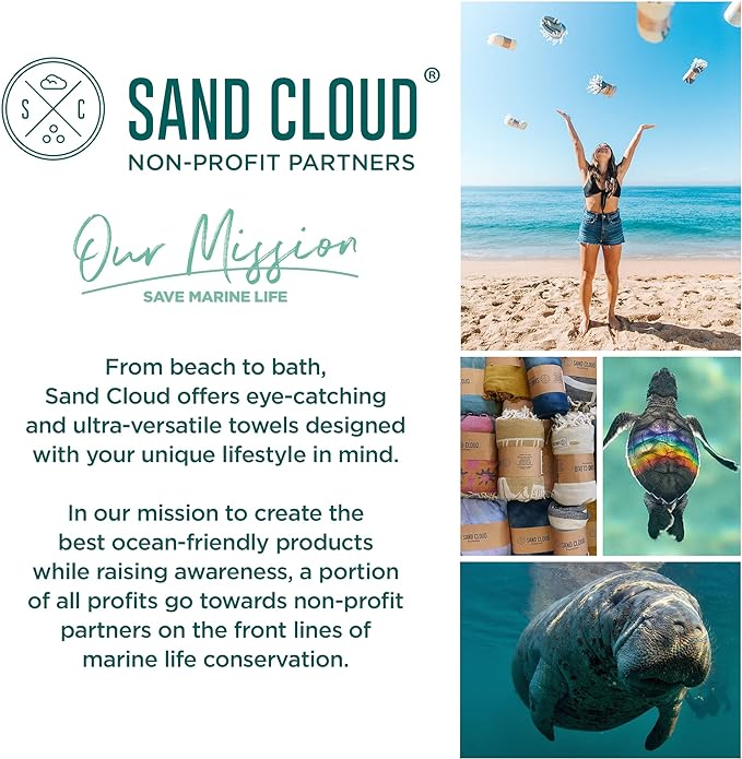 Sand Cloud Turkish Beach Towel - Sand Proof - 100% Certified Organic Turkish Towel - Quick Dry Towel for Beach, Picnic, Blanket or Bath Towel - As Seen on Shark Tank - Gocek (Black)