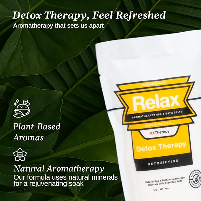 Relax Spa & Bath, Epsom & Dead Sea Salts, Aromatherapy Bath Salts for Hot Tub, Bath, or Spa, Infused with Magnesium, Muscle Recovery & Sports Therapy, 7 Pack, Relax RX Collection, 4 oz Each
