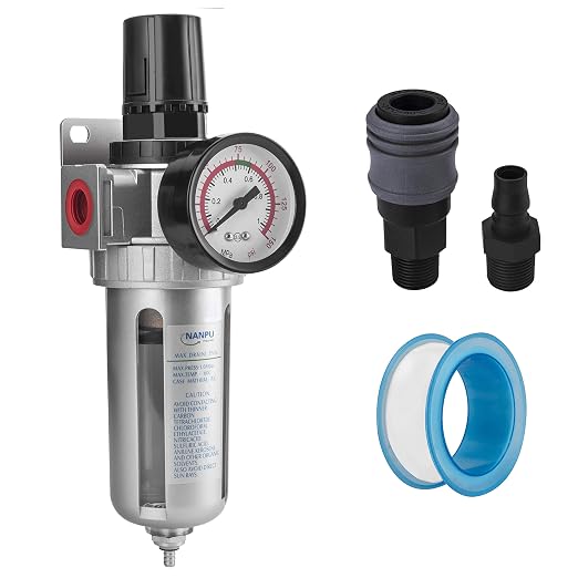NANPU 1/4" NPT Compressed Air Filter Regulator Combo, Air Filter Pressure by NANPU