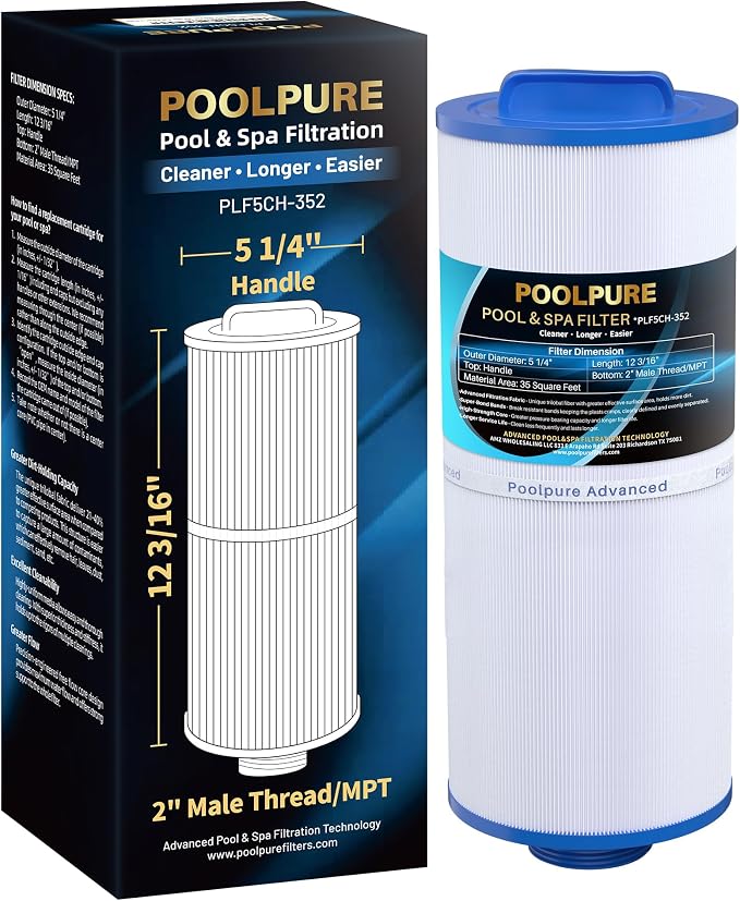POOLPURE 5CH-352 Spa Filter Replaces PPM35SC-F2M, Marquis Spa 20042, Filbur by POOLPURE