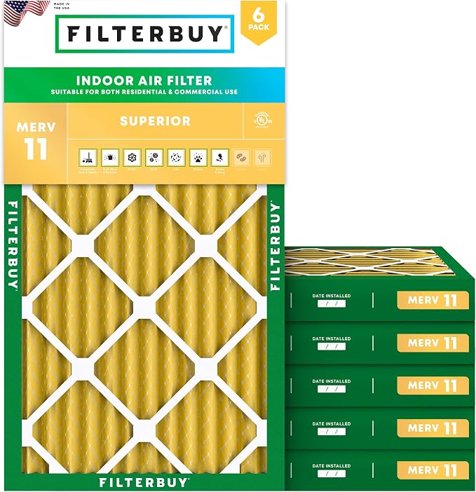 Filterbuy 11.25x23.25x2 Air Filter MERV 11 Superior Pet & Allergy Defense by Filterbuy