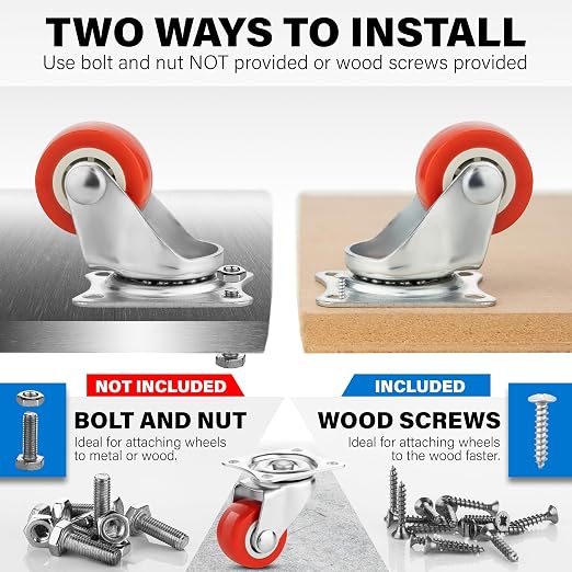 1 Inch Heavy Duty Casters Set of 4, Scratch Resistant & 360 Degree Rotatable - Image 7