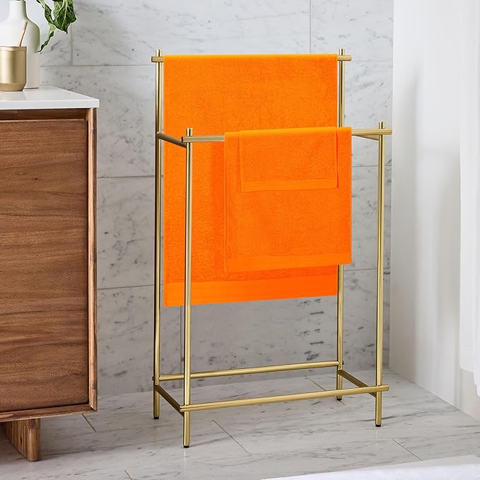Ultra Soft 3 Pack Cotton Towel Set, Contains a Bath Towels 28x55 inch, a Hand Towels 16x24 inch & a Wash Coths 12x12 inch, Ideal Everyday use, Compact & Lightweight - Orange