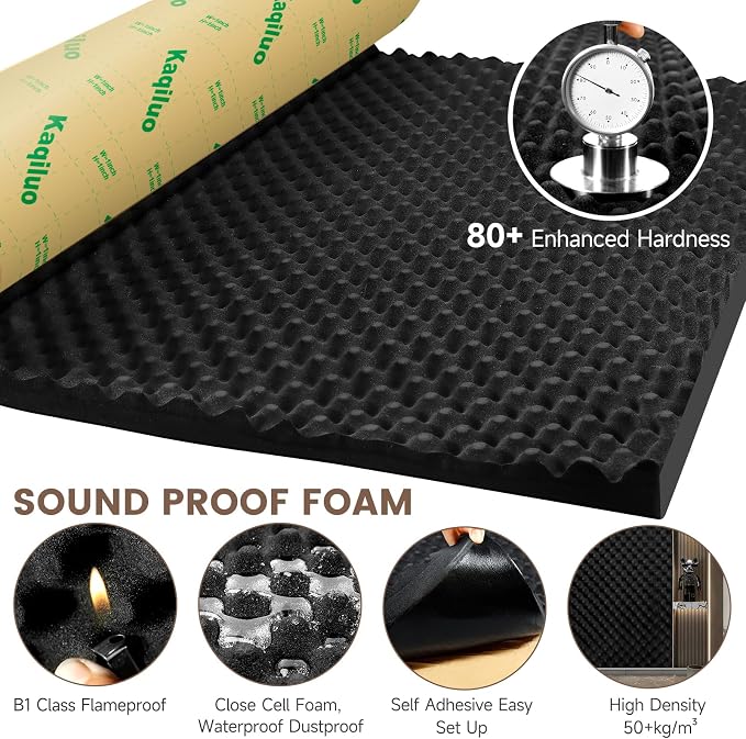 Self-Adhesive Thickened Sound Insulation Egg Crate Foam 13.99 sqft x 1.77in - Image 2