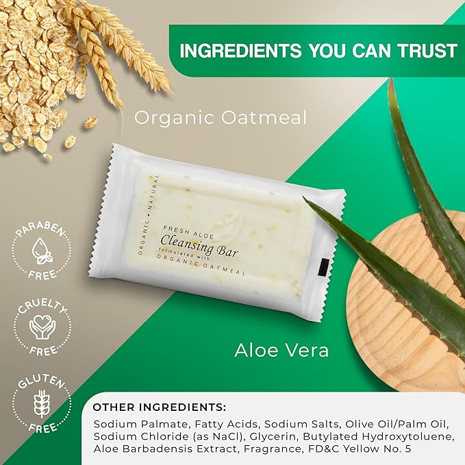 1-Shoppe All-in-Kit Diversified Hospitality Organic Oatmeal Cleansing Bar Soap, Travel Size Hotel Amenities, 1.25 oz (Case of 100)