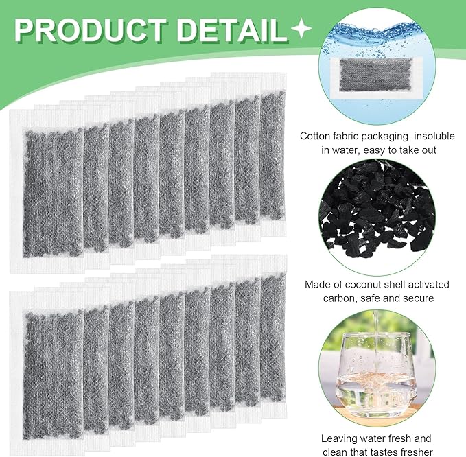 24 Packs Replacement Activated Charcoal Distiller Filters Coconut Shell - Image 3