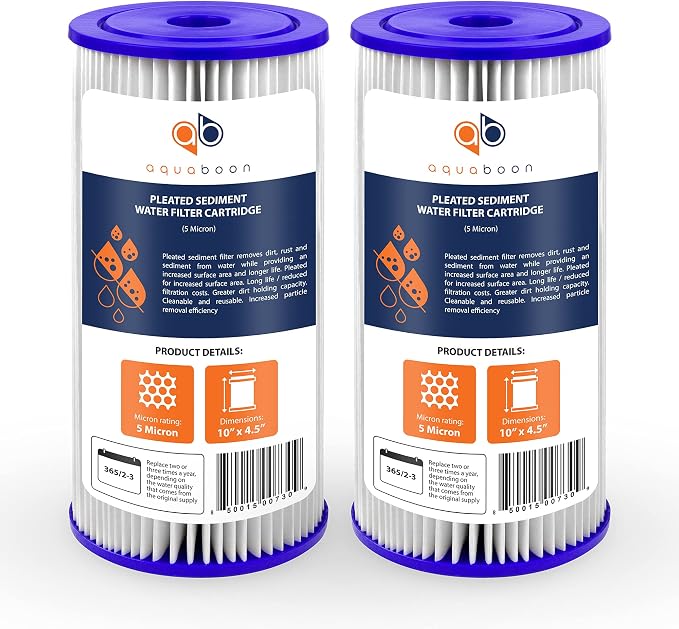 Aquaboon 5 Micron Pleated Sediment Water Filter 10 x 4.5 Cartridge by Aquaboon