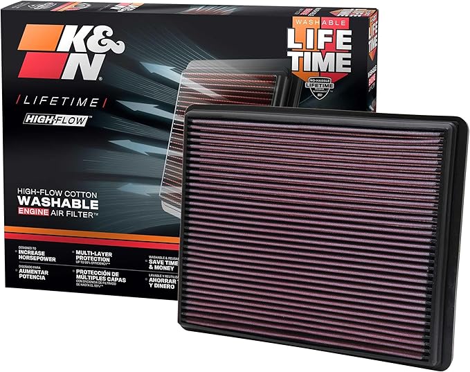 K&N High-Flow Original Lifetime Engine Air Filter: Increase Power: Compatible by KNEngineeringInc