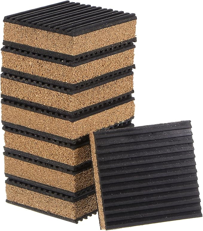 HARFINGTON 8pcs Rubber Anti Vibration Pads 3" x 3" x 7/8" Isolation Vibration by HARFINGTON
