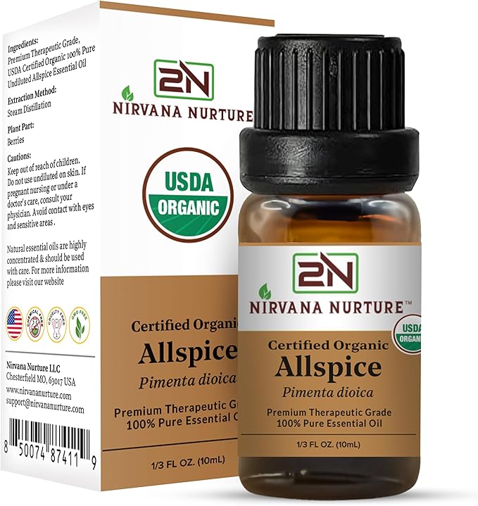 Allspice Essential Oil USDA Certified Organic, 100% Pure Natural Premium Grade, Undiluted