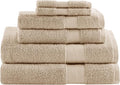 Comfort Spaces Turkish Bathroom Towel Set 6 Piece Luxury Bath Towel Set 2 Hand Towel for Bathroom 2 Washcloth 2 Large Bath Towel Sets Long Staple Ultra-Soft Quick Dry Towel Set Tan Beige