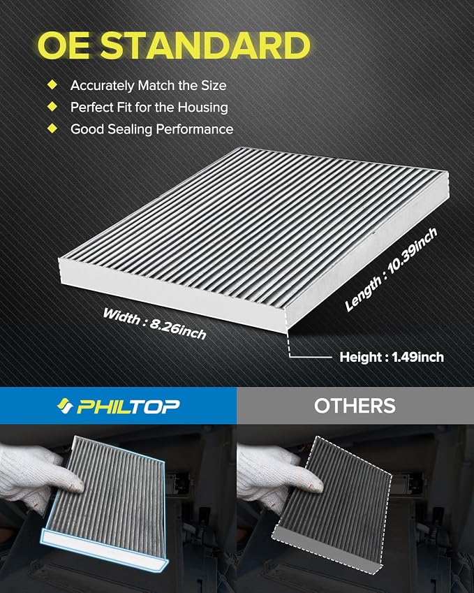 PHILTOP HEPA Cabin Air Filter w/Activated Carbon, Compatible - Image 2