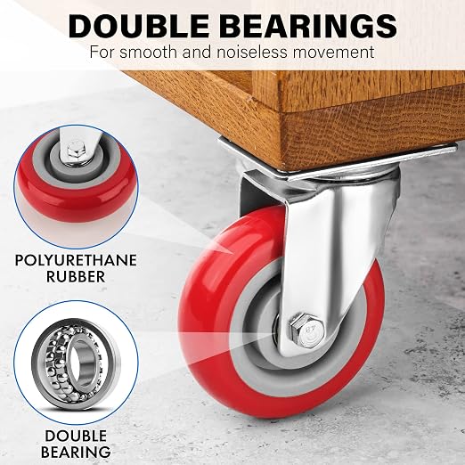 4 Inch Heavy Duty Casters Set of 4, Scratch Resistant & 360 Degree Rotatable - Image 2