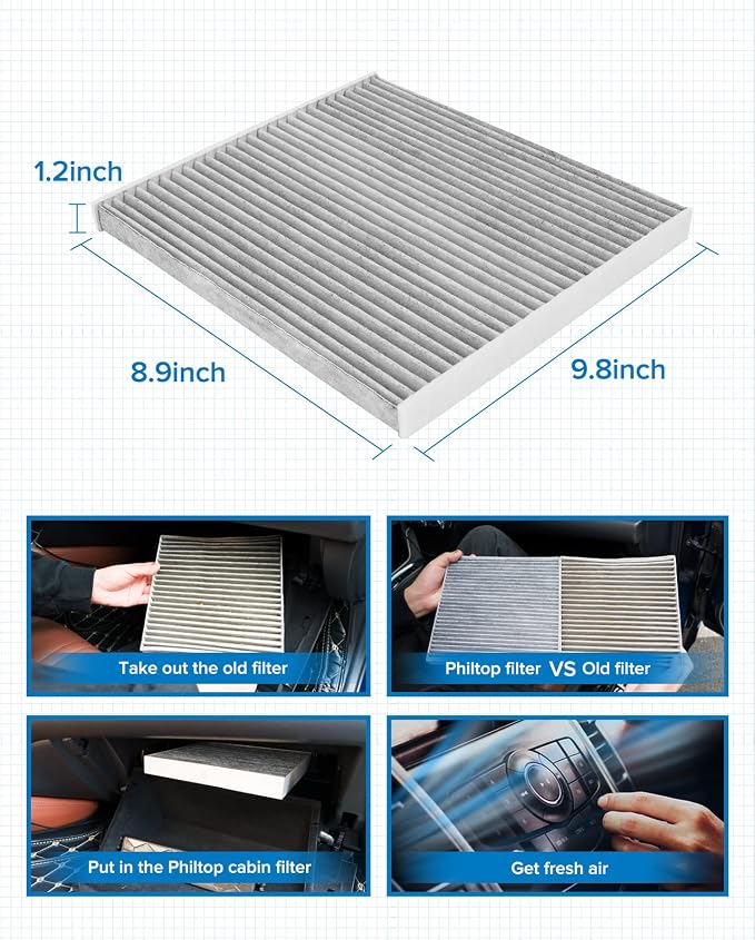 PHILTOP HEPA Cabin Air Filter w/Activated Carbon, Compatible - Image 7