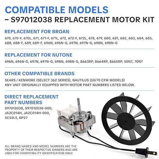 S97012038 Bathroom Fan Motor - Image 6