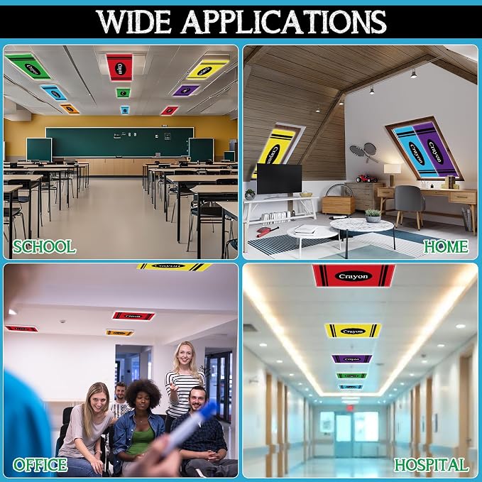 6Pcs Classroom Light Covers for Fluorescent Lights, Magnetic 2x4 FT Ceiling - Image 8