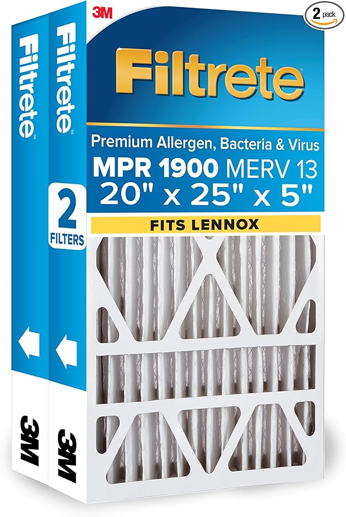 Filtrete 20x25x5 AC Furnace Air Filter, MERV 13, MPR 1900, Premium Allergen by Filtrete