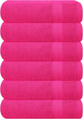 GLAMBURG Ultra Soft 6-Piece Hand Towel Set 16x28-100% Ringspun Cotton - Durable & Highly Absorbent Hand Towels - Ideal for use in Bathroom, Kitchen, Gym, Spa & General Cleaning - Hot Pink