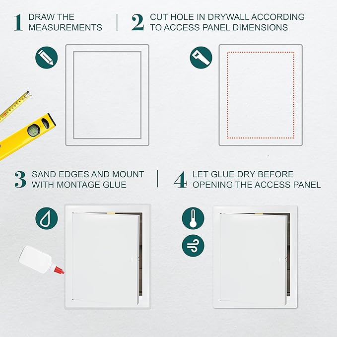 10" x 12" White Metal Access Door. Shaft Access Panel for Plumbing, Electricity, Heating, Alarm.