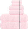 MyOwn Ultra Soft 6 Pack Cotton Towel Set, Contains 2 Bath Towels 28x55 inch, 2 Hand Towels 16x24 inch & 2 Wash Coths 12x12 inch, Ideal Everyday use, Compact & Lightweight - Pink