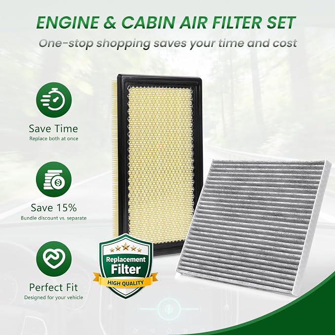Cabin Engine Air Filter Kit CF11176, CA10242 Fit - Image 3