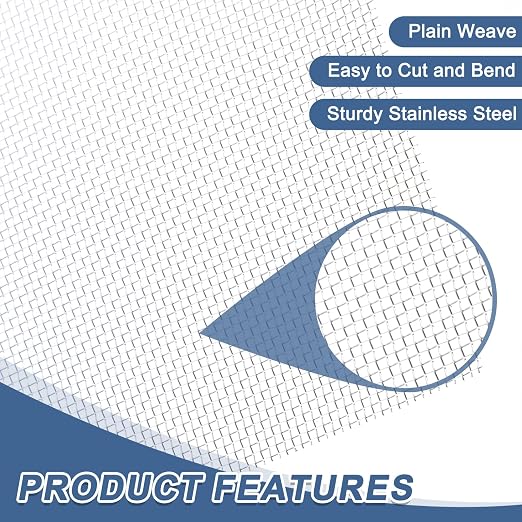 uxcell 16 Mesh 118" x 12" Woven Wire Mesh, 304 Stainless Steel Air Vent Filter - Image 3
