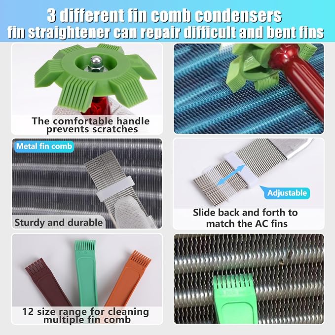 6 Pcs Air Conditioner Fin Comb Cleaner Set, Ac Fin Comb Straightener Tool - Image 3