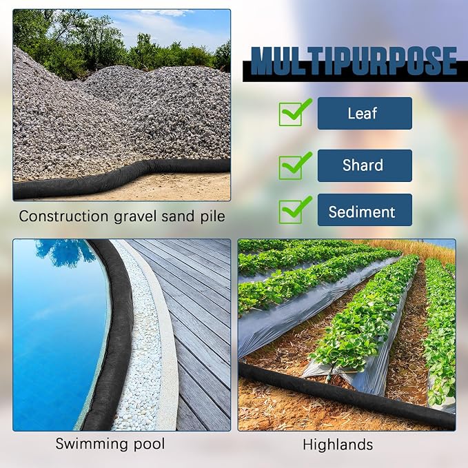 2 Pcs Sediment Filter Erosion Control Blanket Silt Fence Sock - Image 7