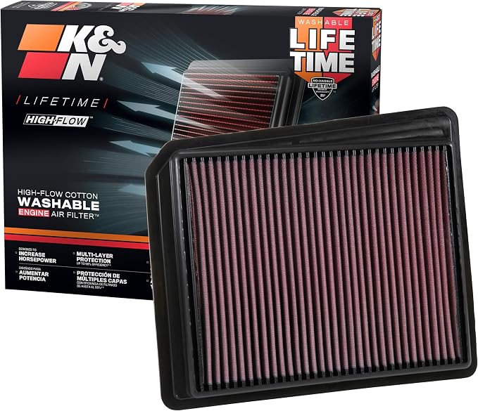 K&N High-Flow Original Lifetime Engine Air Filter: Increase Power: Premium by KNEngineeringInc