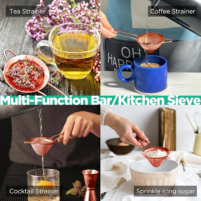 Homestia Fine Mesh Strainer for Kitchen, 304 Stainless Steel Cocktail Sieve - Image 4