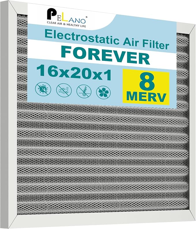 16x20x1 Reusable Air Filter, Electrostatic HVAC Air Filter, Lasts a Lifetime by Pelano