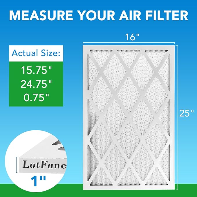 LotFancy 16x25x1 Air Filter MERV 8 4-Pack, Electrostatic Pleated Furnace & AC - Image 2