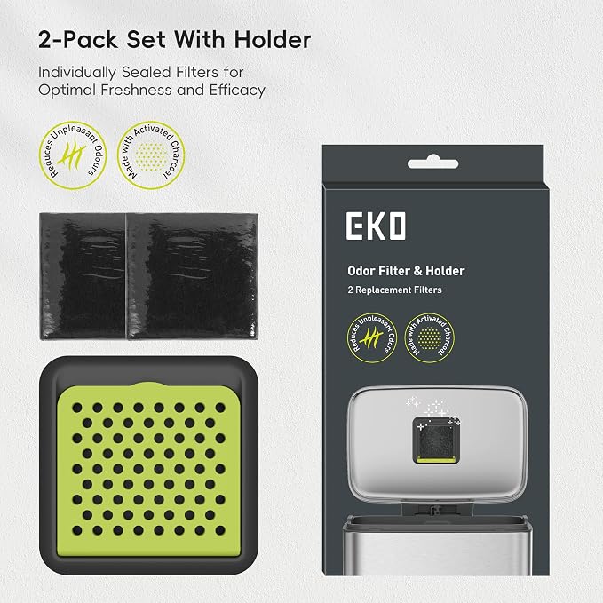 EKO Activated Charcoal Odor Filter Kit – 2-Pack Strong Odor Absorber and - Image 2