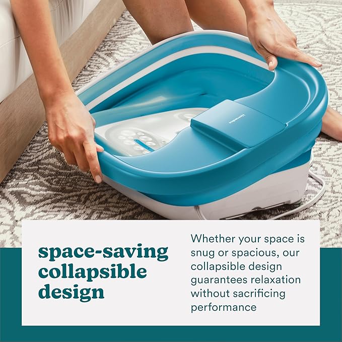 Homedics Smart Space Bubble Mate Collapsible Foot Spa, Heat-Maintaining, Bubble Massage with Pumice Stone and Splash Guard