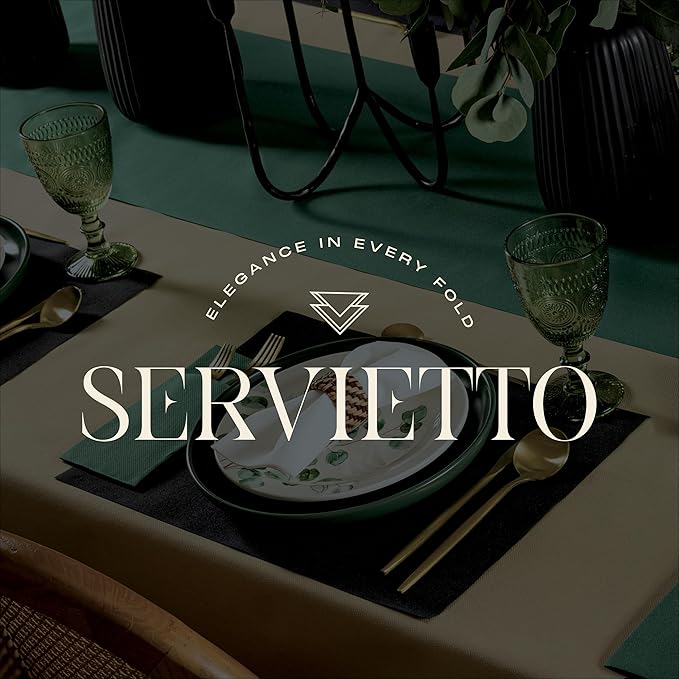 300-pack Servietto Disposable Linen-Feel Guest Towels [8" x 17" ] - Cloth-Like Hand Bathroom Napkins, Made In USA - Soft and Absorbent Paper Napkin for Kitchen, Bathroom, Party, Wedding, Or Event