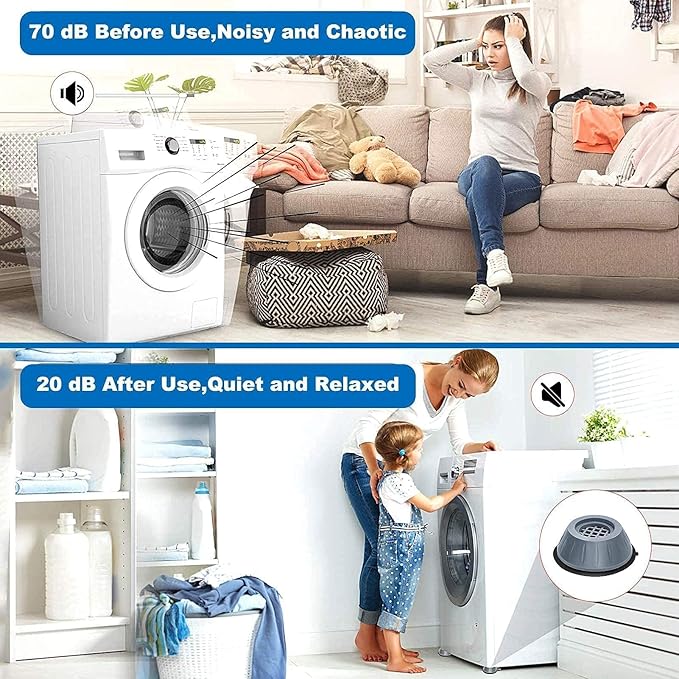 Dadop 4Pcs Anti Vibration Pads for Washing Machine and Dryer Shock and Noise - Image 2