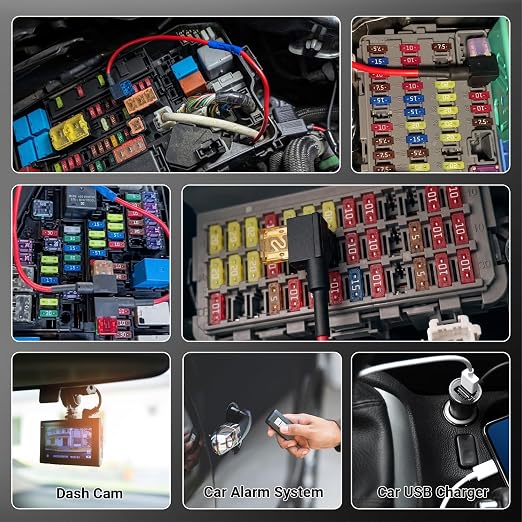 TMH 16 Pcs 12V Add-a-Circuit Fuse Tap Kit, 4 Types Standard Mini Micro2 Low - Image 7