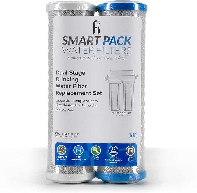 Smart Pack Dual-Stage Under-Sink Water Filter Replacement – 5 & 0.5-Micron CTO by Smart+Pack+Water+Filters