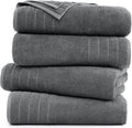 DAN River Extra Large Bath Towels Set of 4, 30 x 60 Inches - 100% Cotton Larger & Lighter Weight Towels for Bathroom - Quicker to Dry, Super Soft & Highly Absorbent Towels for Home, Gray