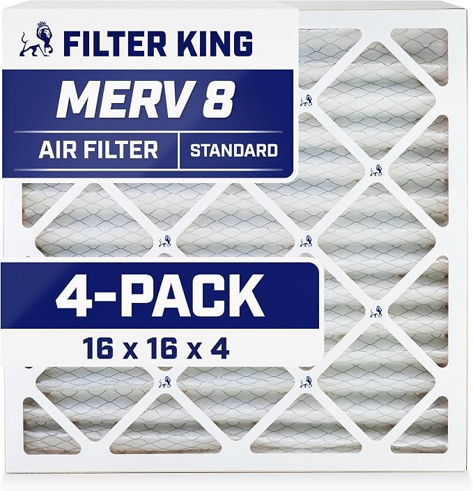 Filter King 16x16x4 Air Filter | 4-PACK | MERV 8 HVAC Pleated A/C Furnace by FilterKing
