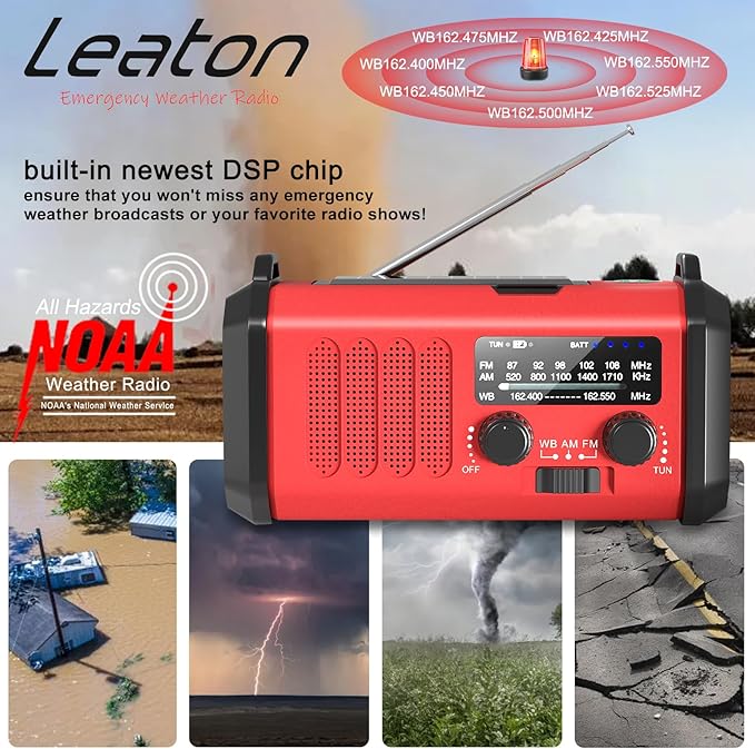 Emergency Radio NOAA Weather Radio Hand Crank & Solar Charging - Image 2