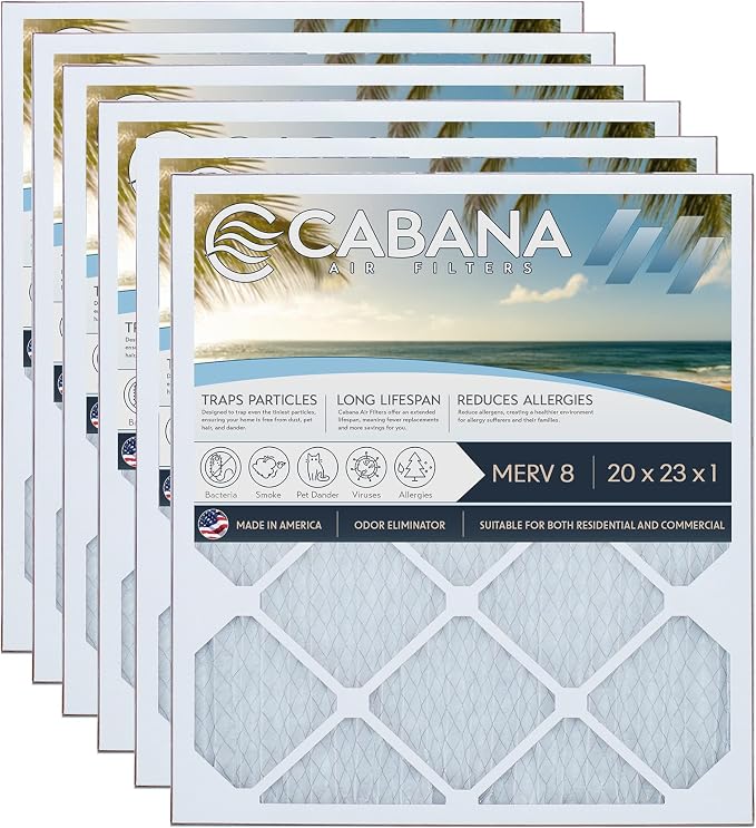 Cabana Filters 6-Pack 20x23x1 MERV 8 AC Furnace Air Filter by CabanaAirFilters