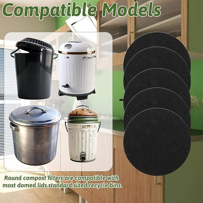 24 Pack Compost Bin Filter, 6.7 Inch Charcoal Filters - Image 6