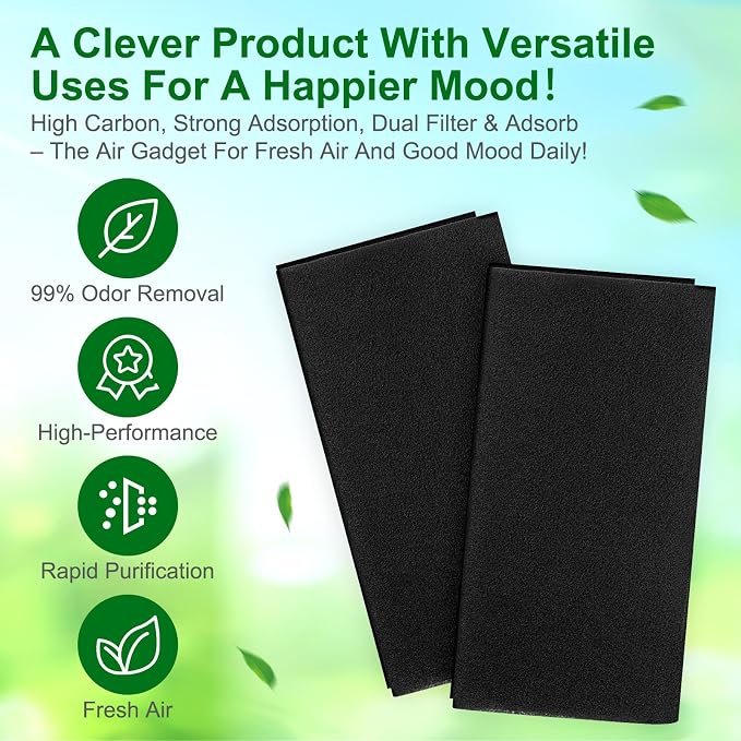 Threlaco 8 Pcs Activated Carbon Filter Cut-to-fit Carbon Filter Sheet - Image 2
