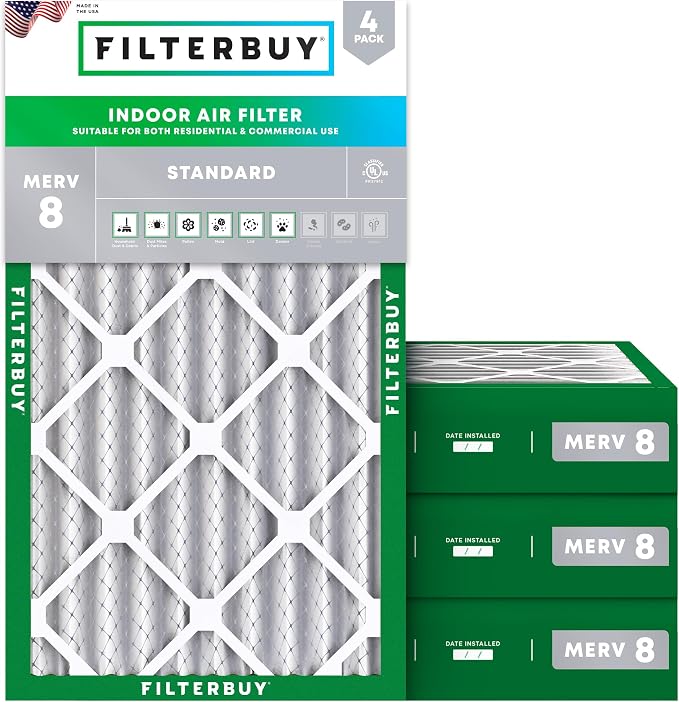 Filterbuy 17x25x4 Air Filter MERV 8 Essential Dust & Allergy Defense, by Filterbuy