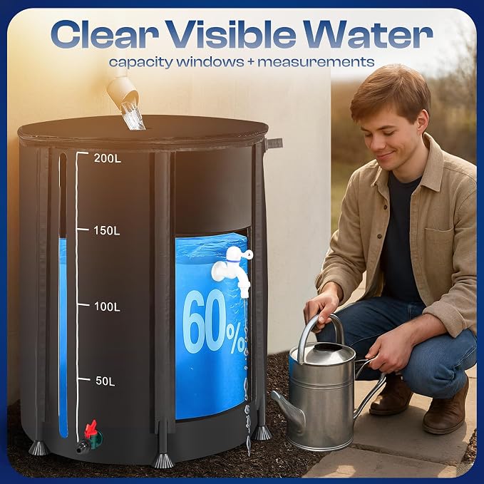 Collapsible Rain Barrel, Portable Rain Water Collection System Kit, 53 Gallon – - Image 5