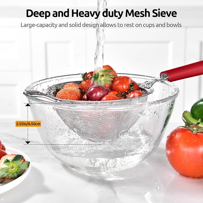 U-Taste Medium Fine Mesh Strainer: 18/8 Stainless Steel 4.73in 30 Mesh Kitchen - Image 9