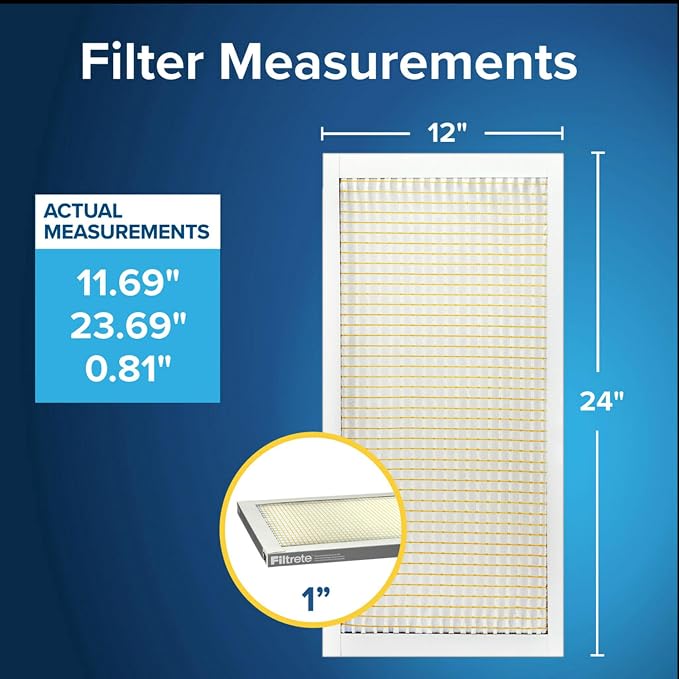 Filtrete 12x24x1 Air Filter, MPR 300, MERV 5, Clean Living Basic Dust 3-Month - Image 2