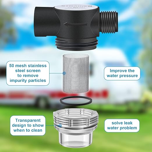 Dreyoo RV Water Pump Strainer Filter, 1/2 Twist On Pipe Strainer, 1/2 x 14 NPT - Image 3