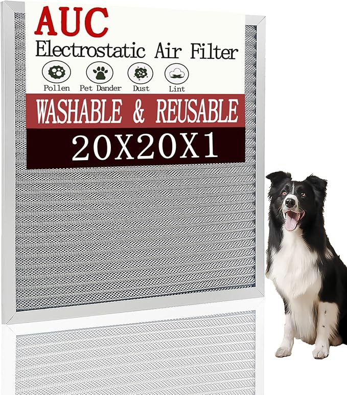 AUC Metal Washable Electrostatic Furnace Air Filter 1 inch, Aluminum Reusable by AUC